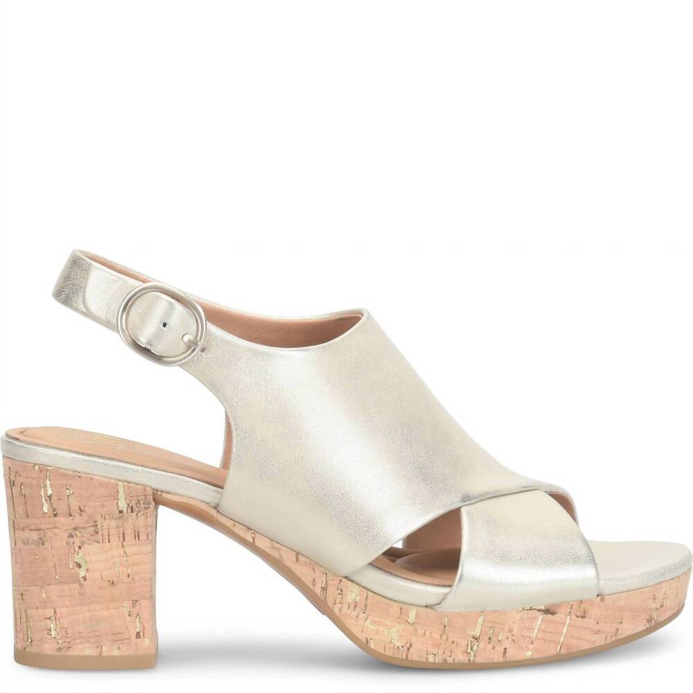 NEW SOFFT women's liv platform heel sandals in platino